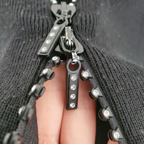 Swarvoski Zipper Studded Merino Blend Cardigan - Picture 4 of 4